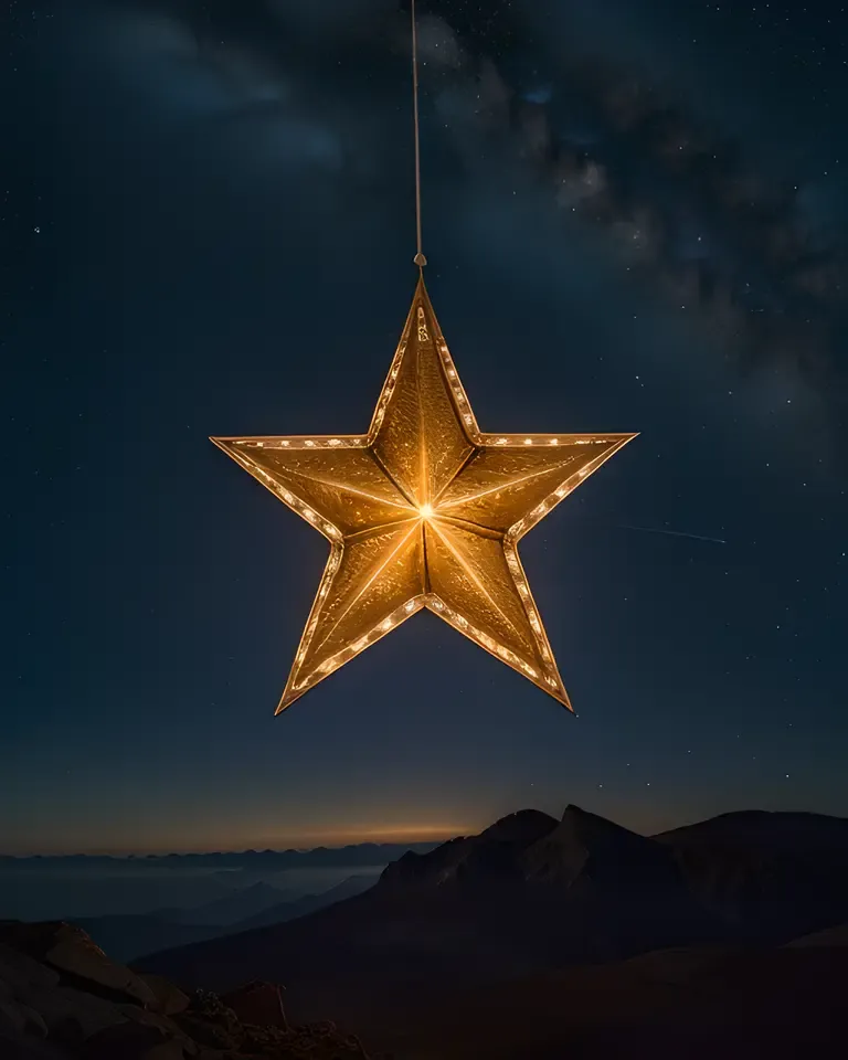 Dark Night Sky Yyy Bright Yellow Star