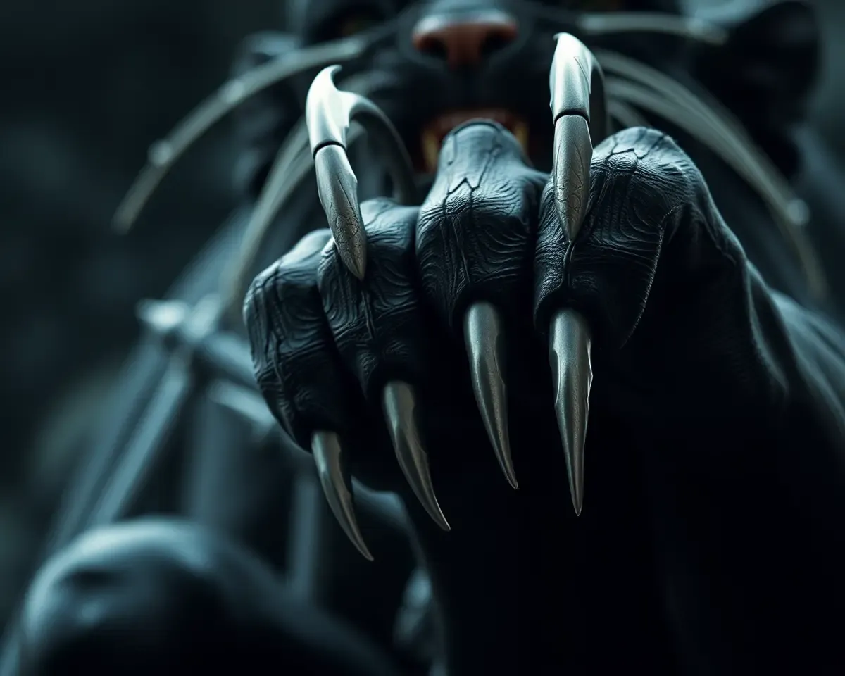 Deadly Black Panther Claws in Dark Background