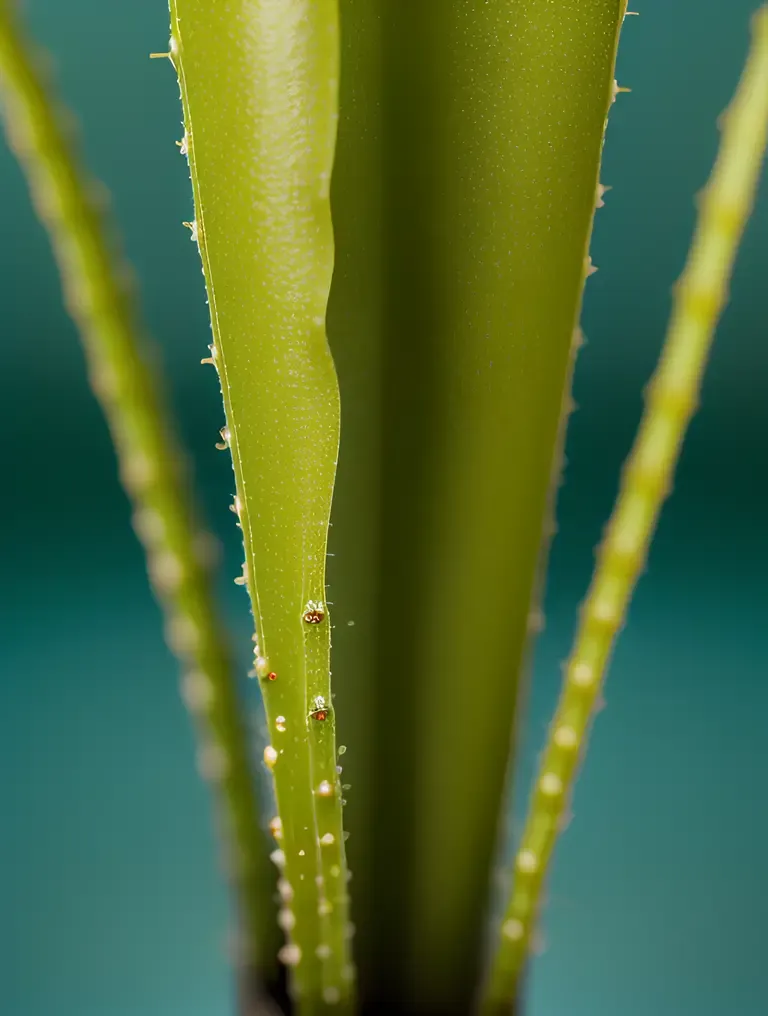 Delicate Chlorella Plant Leaves with Greenish-Blue Tint Close-Up