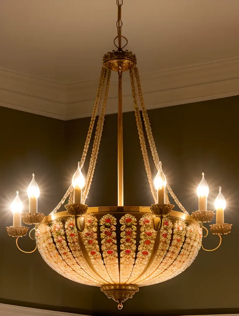 Delicate Lotus Flower Stone Carving Suspended Chandelier