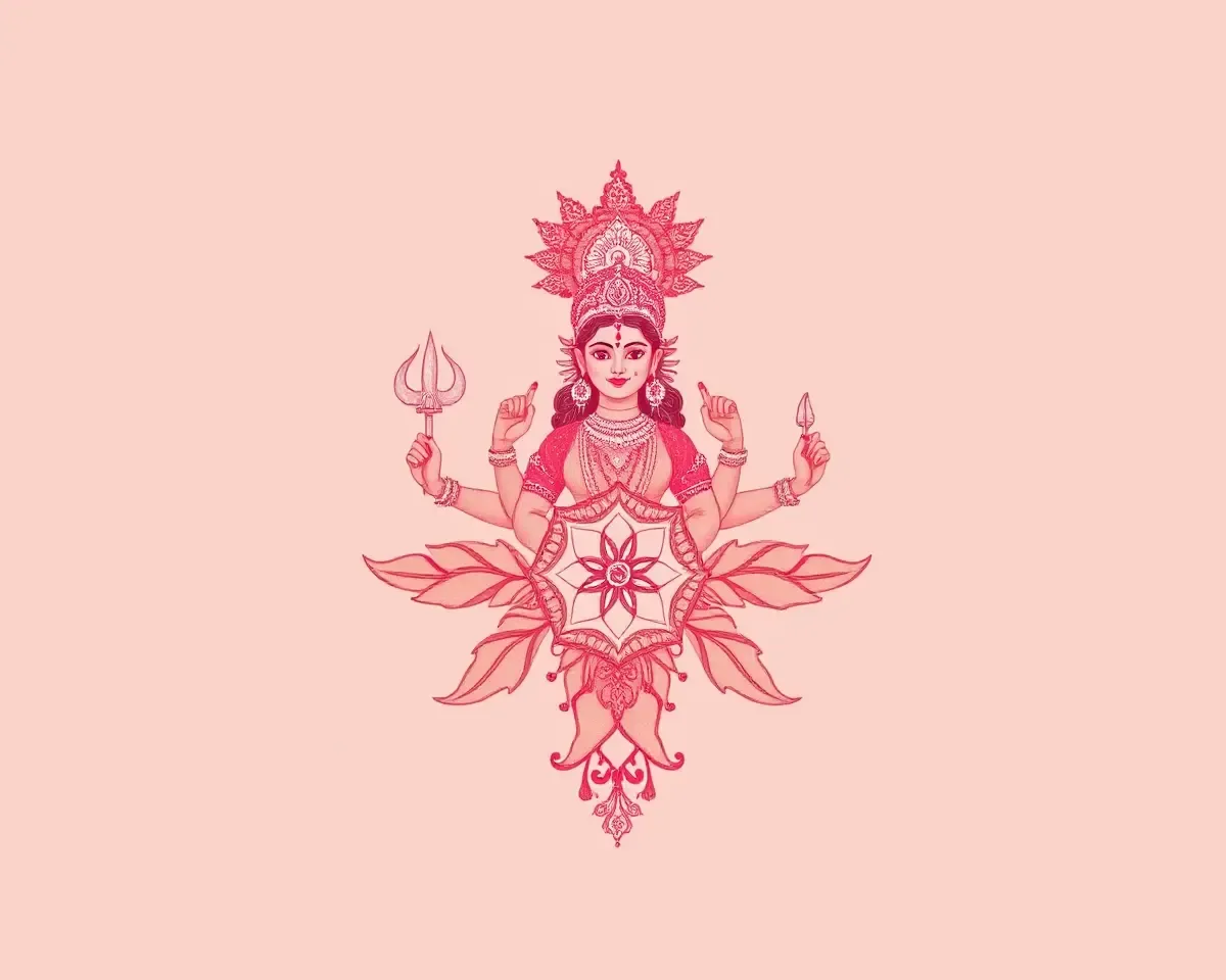 Delicate Trishul Patterns on Soft Pink Background