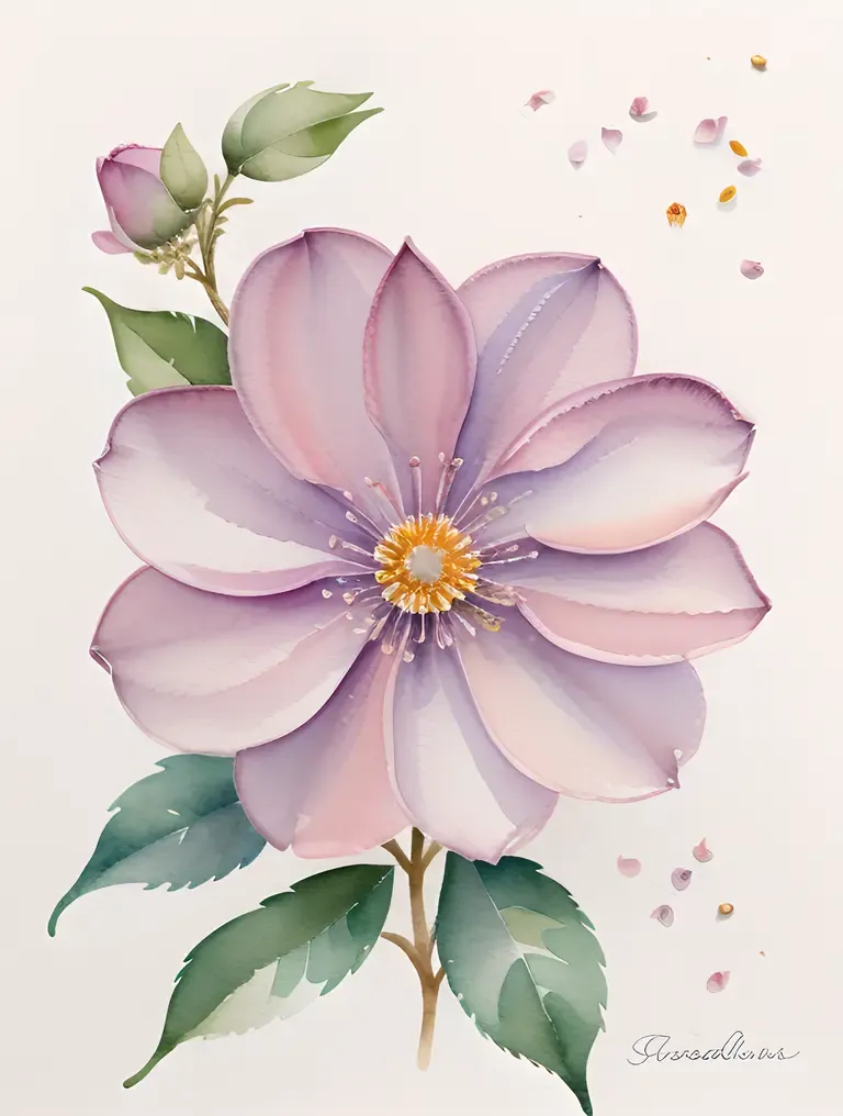 Delicate Watercolor Painting of Sapera Flower