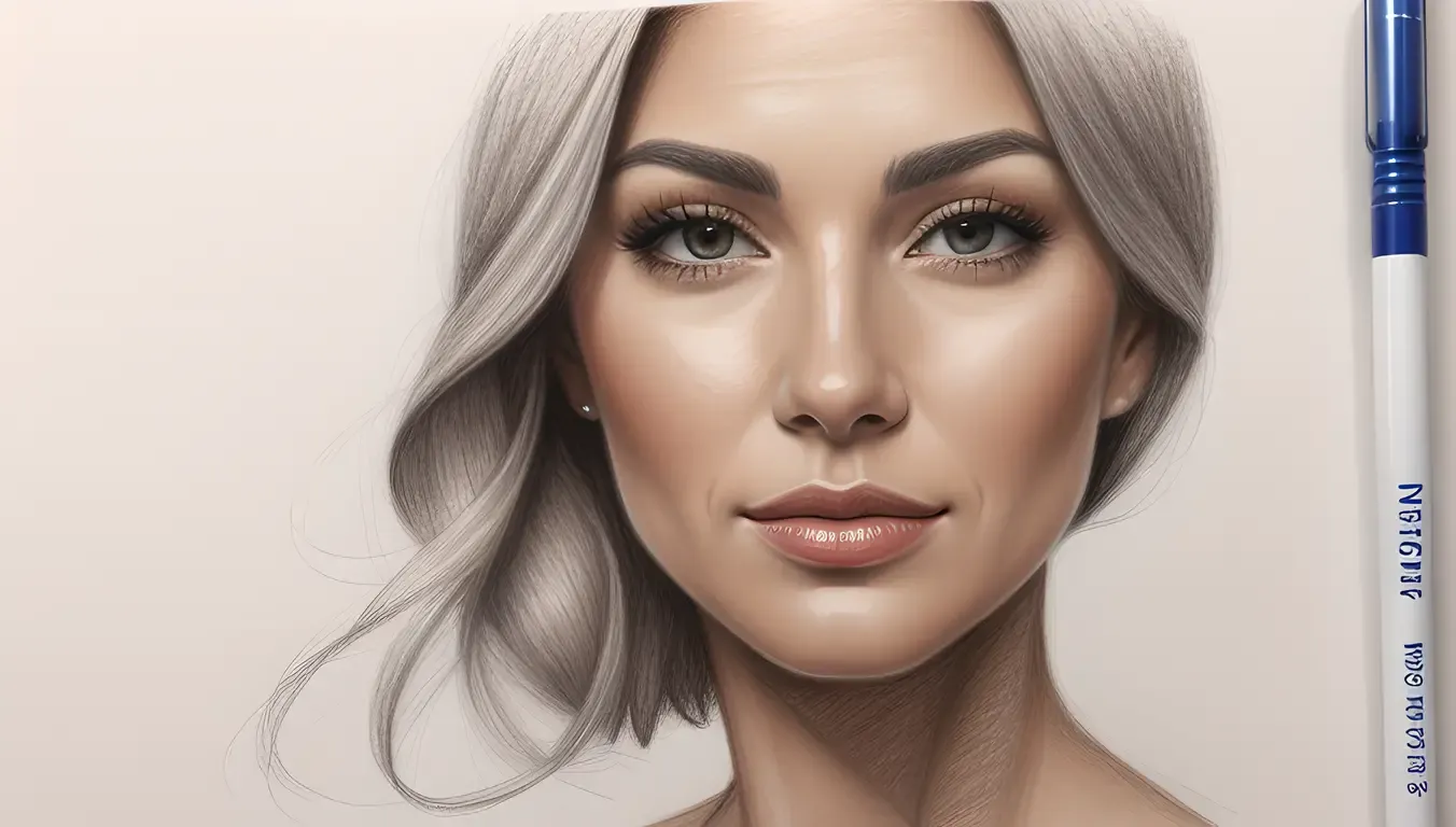 Delicate Woman's Face with Subtle Shading and Gentle Lines