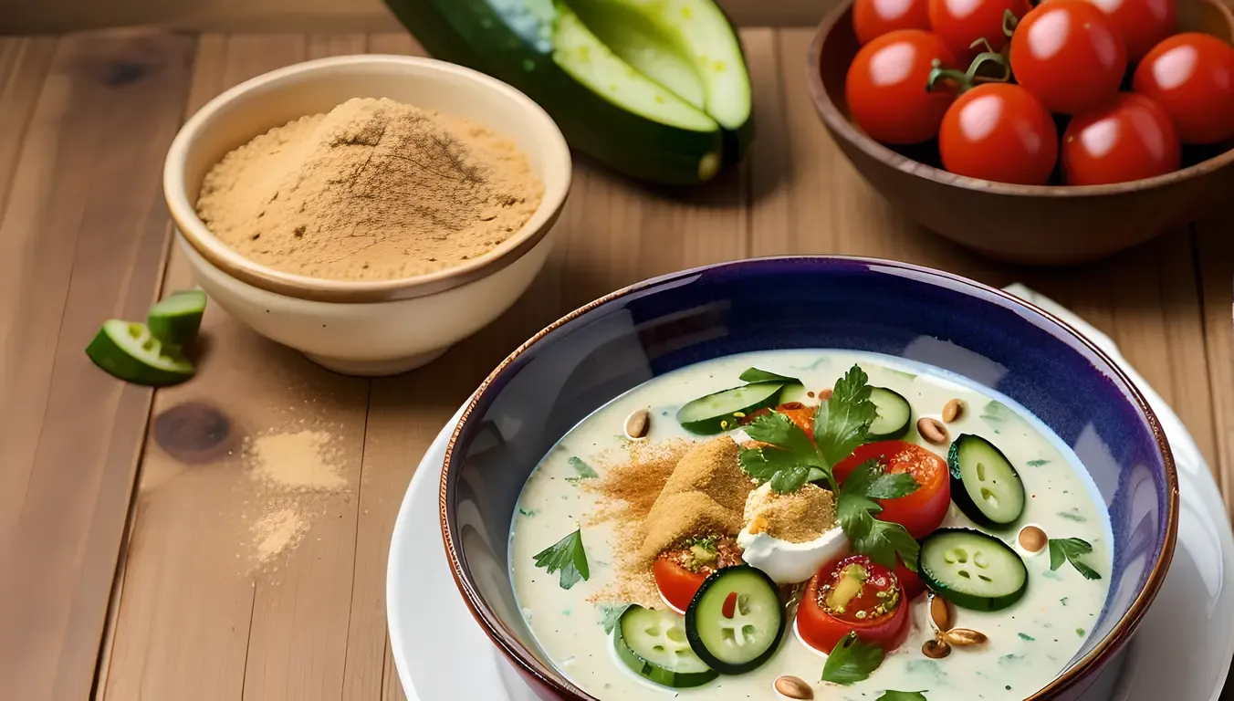 Delicious Raita with Cucumber and Cumin Powder Garnish