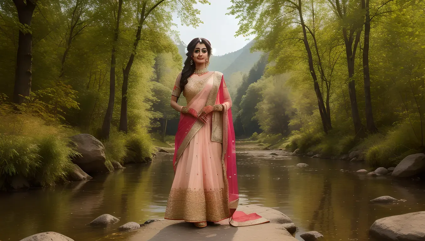 Demure Indian Dulhan in Soft Pink and Gold Salwar Kameez in HD PNG.