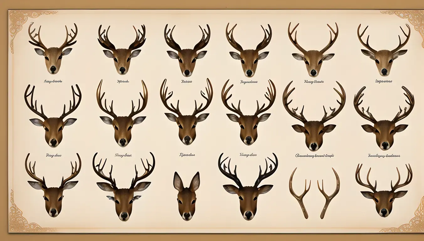Detailed Illustration of Deer Antlers with Shapes, Sizes, and Textures