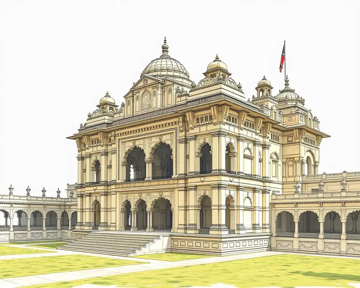Detailed Pital Bartan Landmark Rendering with Ancient Temple PNG
