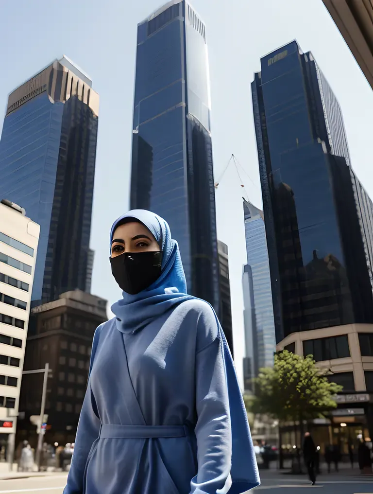 Determined Niqab Girl in Busy City