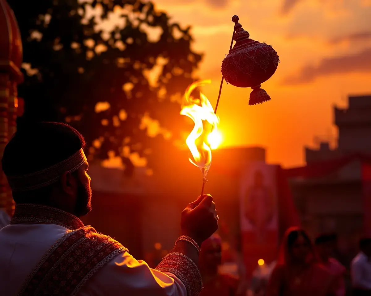 Digital Art of Priest Waving Mangal Parinay Patrika during Hindu Wedding