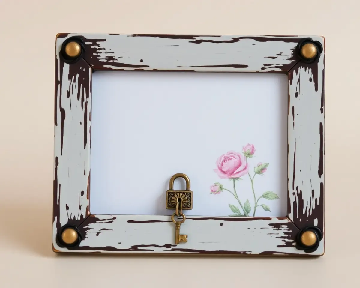 Distressed Metal Frame Locks in 1st Anniversary Memories