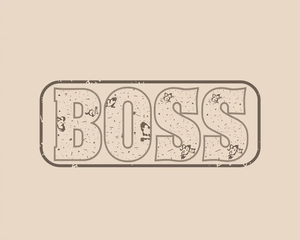 Distressed Vintage Boss Baby Logo with Worn Edges and Faded Colors