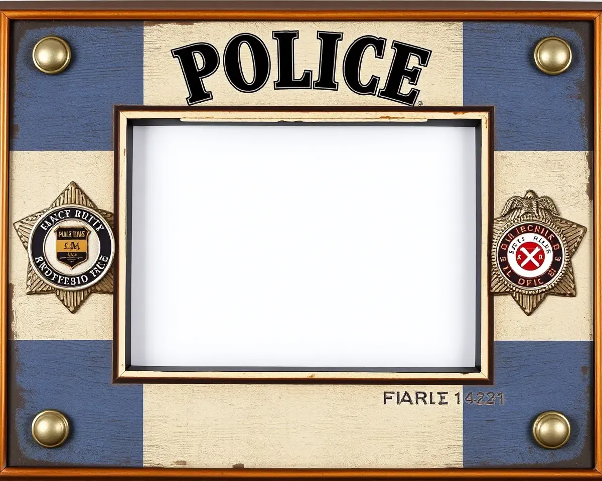 Distressed Vintage Police Photo Frame for Nostalgic Touch