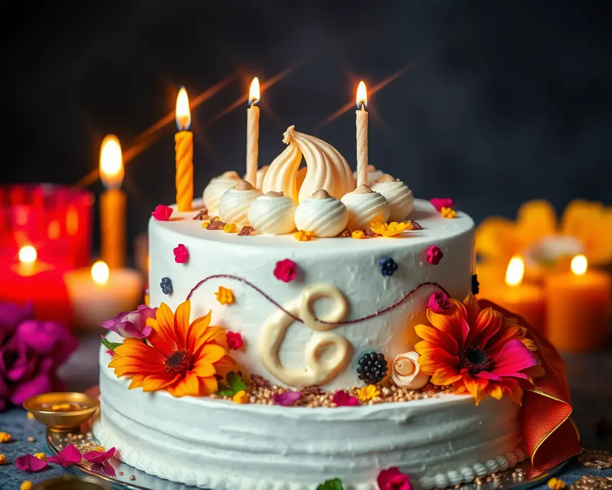 Diwali Cake with Fatake Main Attraction and Edible Decorations