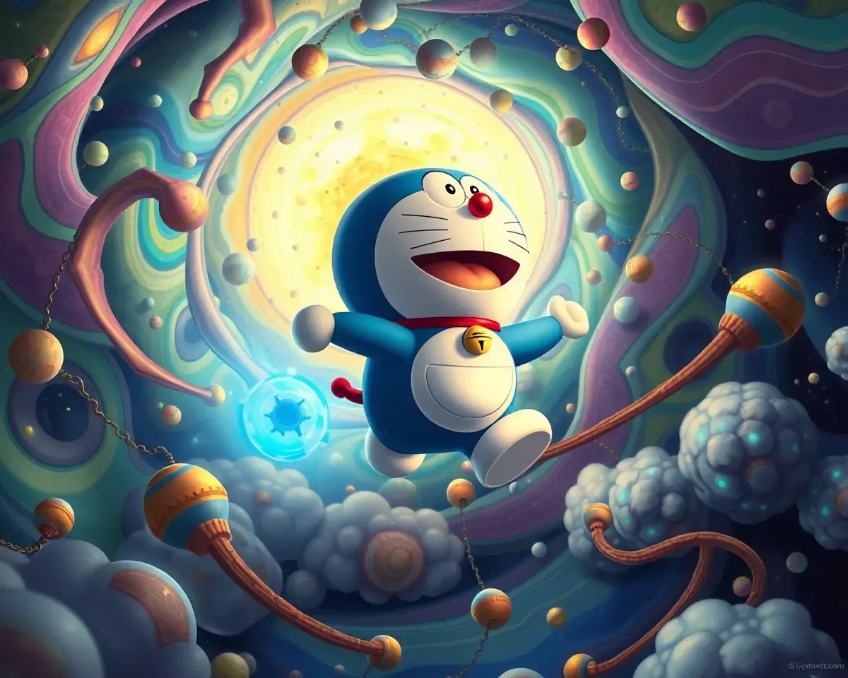 Doraemon Explores Fantastical Dream World with Blue Glow