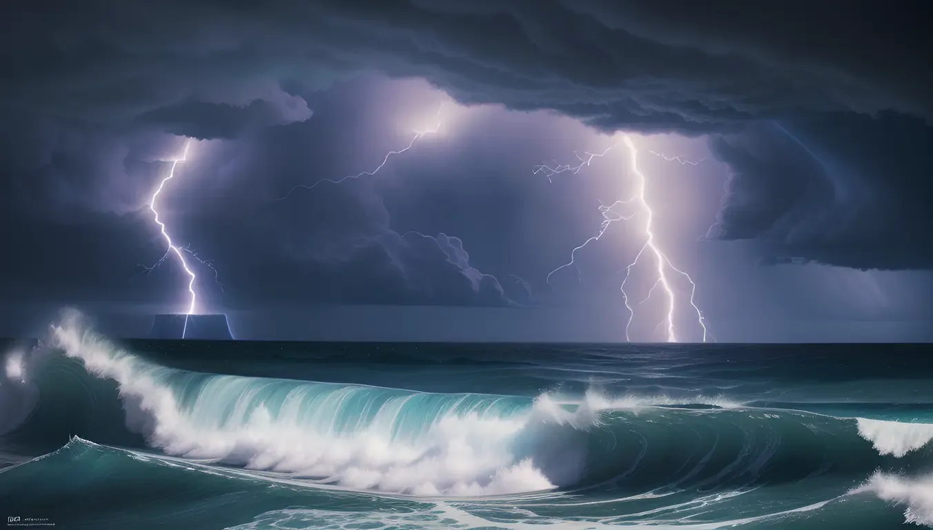Dramatic Bhadrakali Goddess of Time and Destruction in Stormy Sea