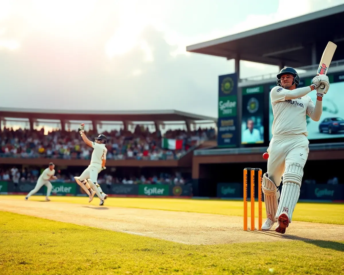 Dramatic Cricket Match in Progress Wallpaper