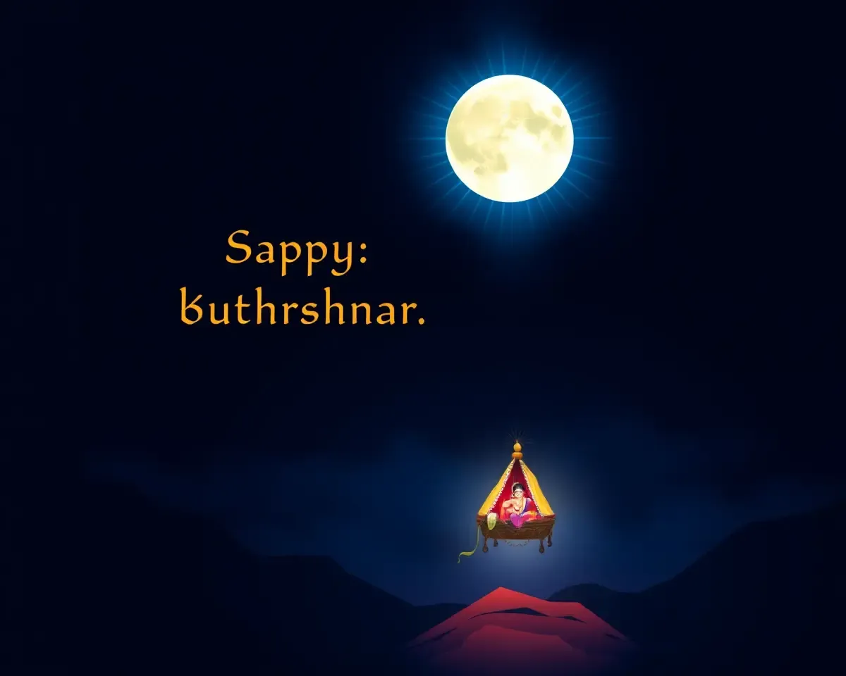 Dramatic Lord Krishna's Birth Illustration with Glowing Moon