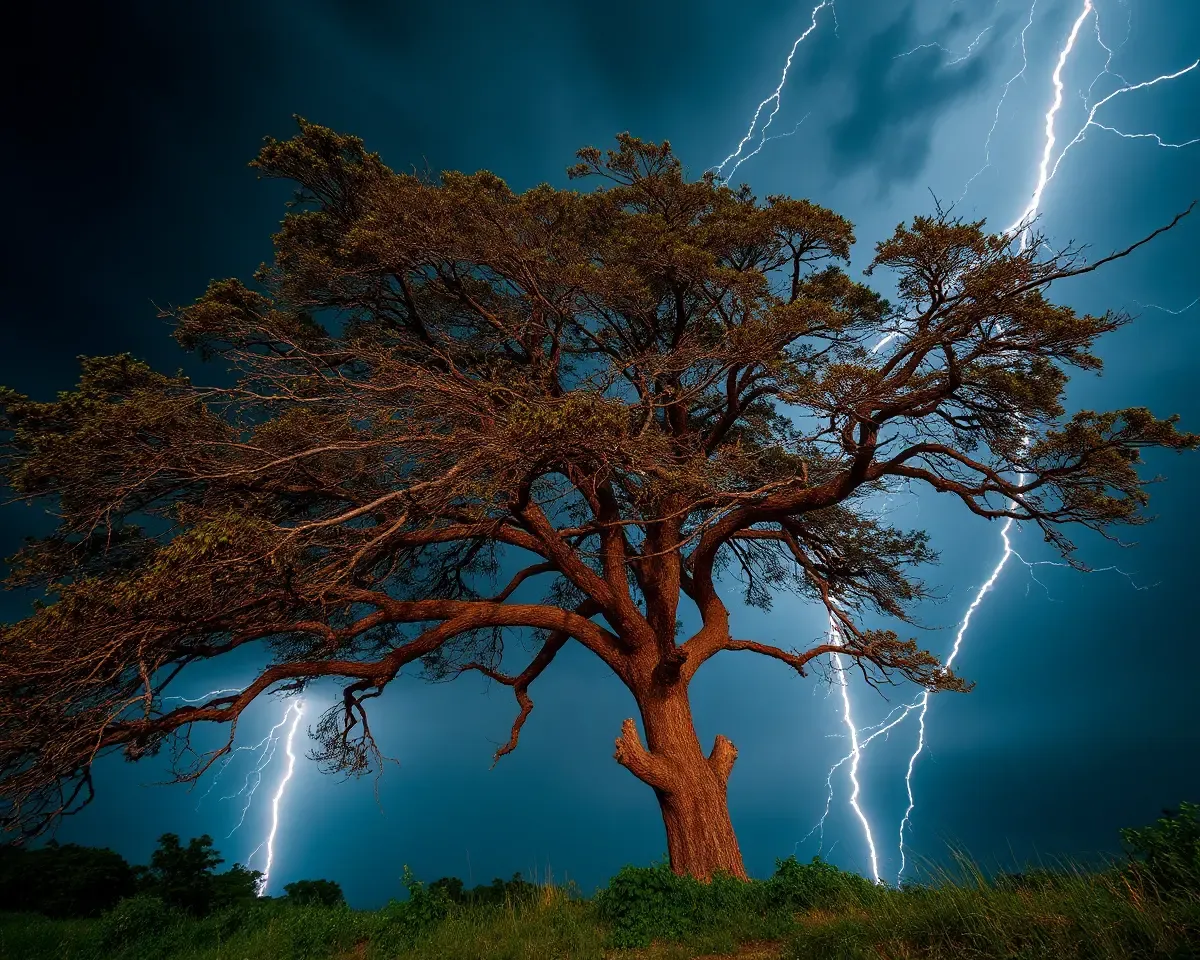 Dramatic Sawan Tree in Stormy Weather