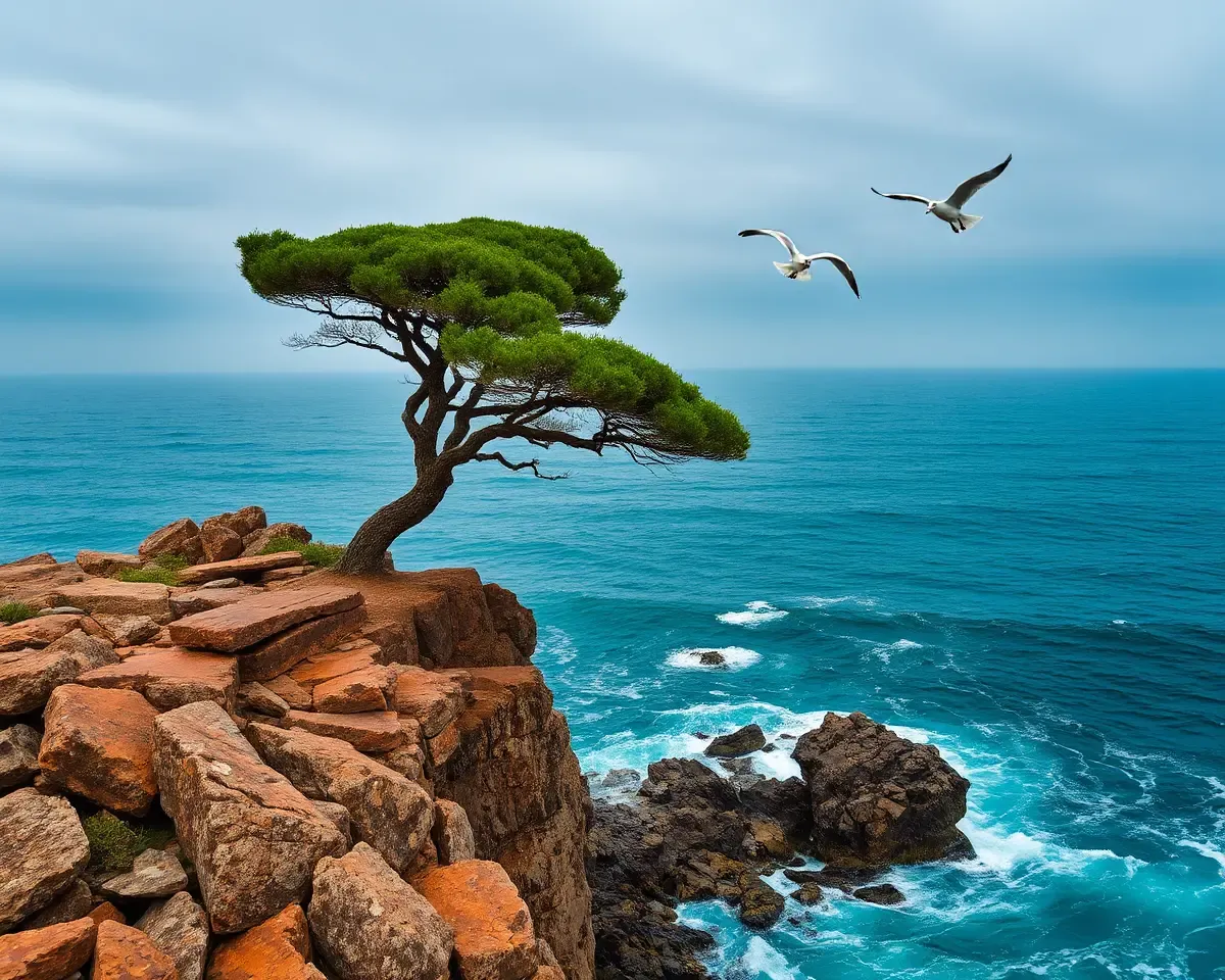 Dramatic Shawaya Tree on Rocky Cliffside