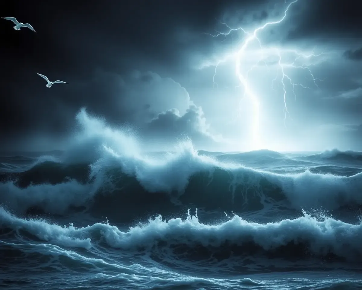 Dramatic Stormy Sea Scene in 1024x576 Resolution