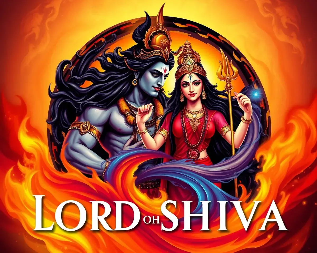 Dramatic Tulsi Vivah Illustration with Lord Shiva and Goddess Parvati