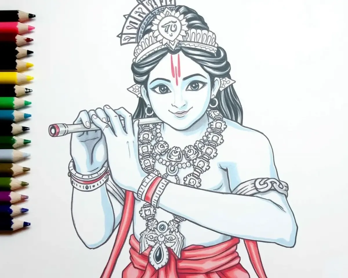 Drawing Techniques Used to Create Krishna Images