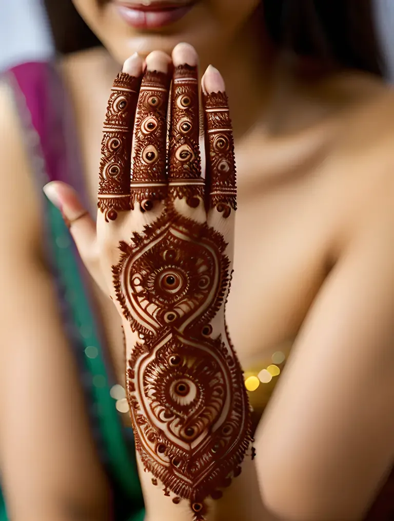 Dulhan's Intricate Henna Design Close-Up
