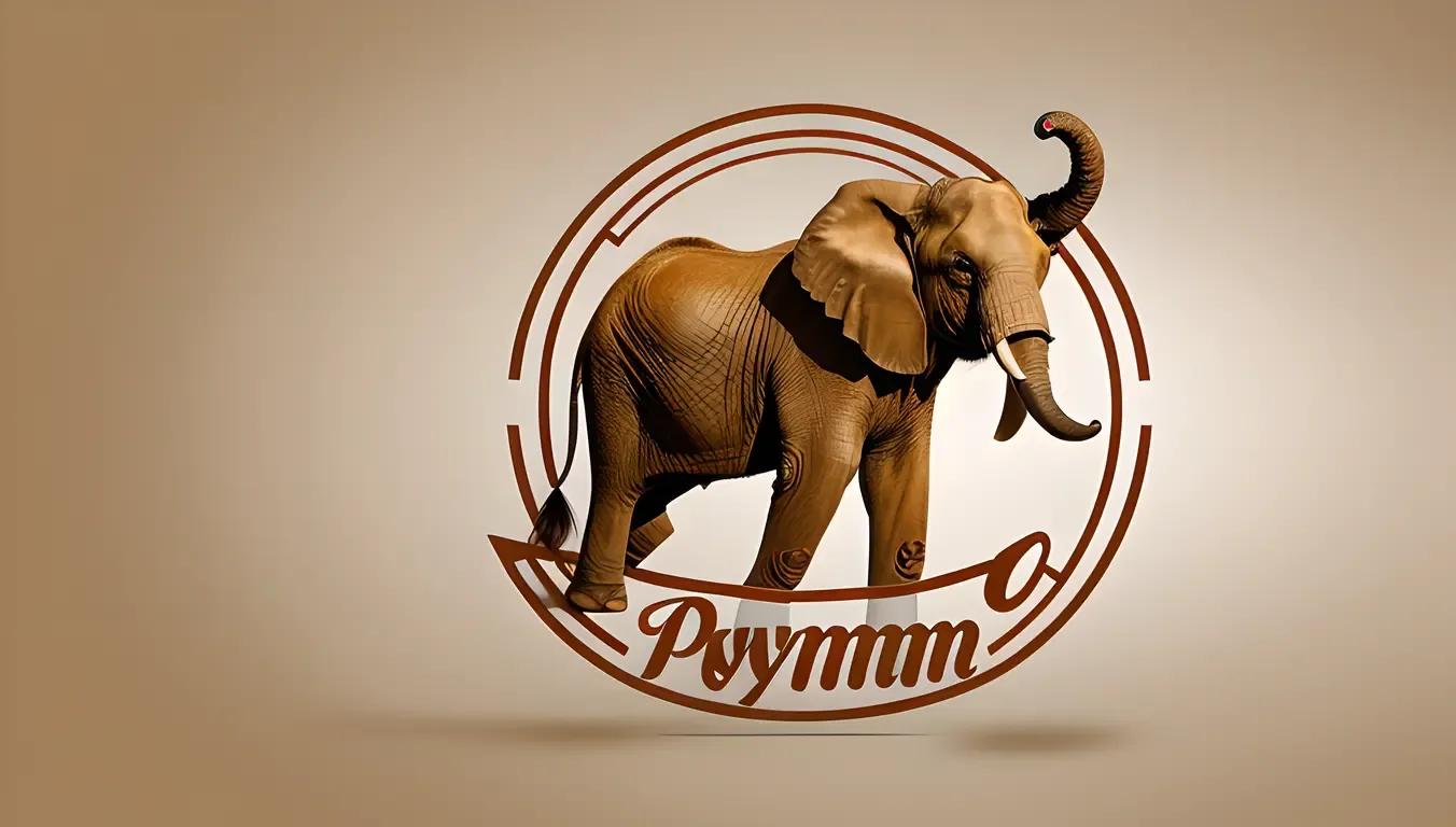 Dynamic Pooram Logo with Stylized Elephant in Motion
