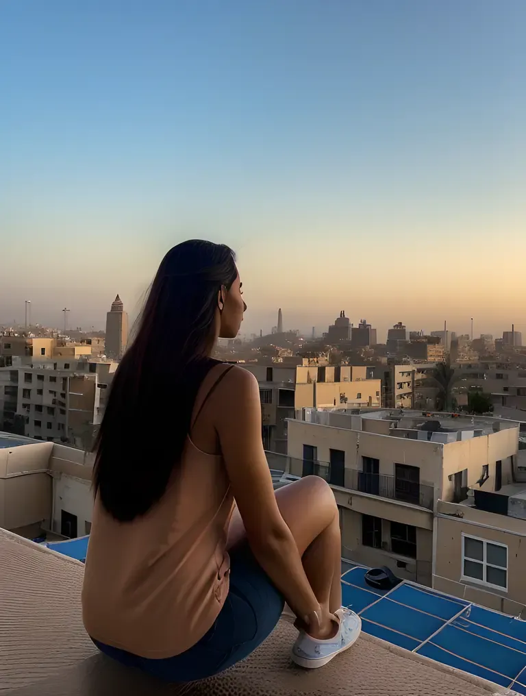 Egyptian Girl Longs for Alexandria Rooftop View