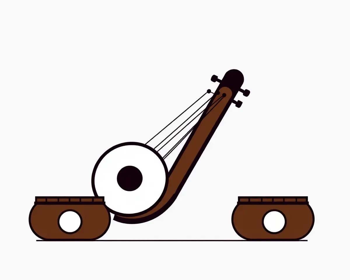 Elegant Gujarati Instrument Design in Minimalist Illustration