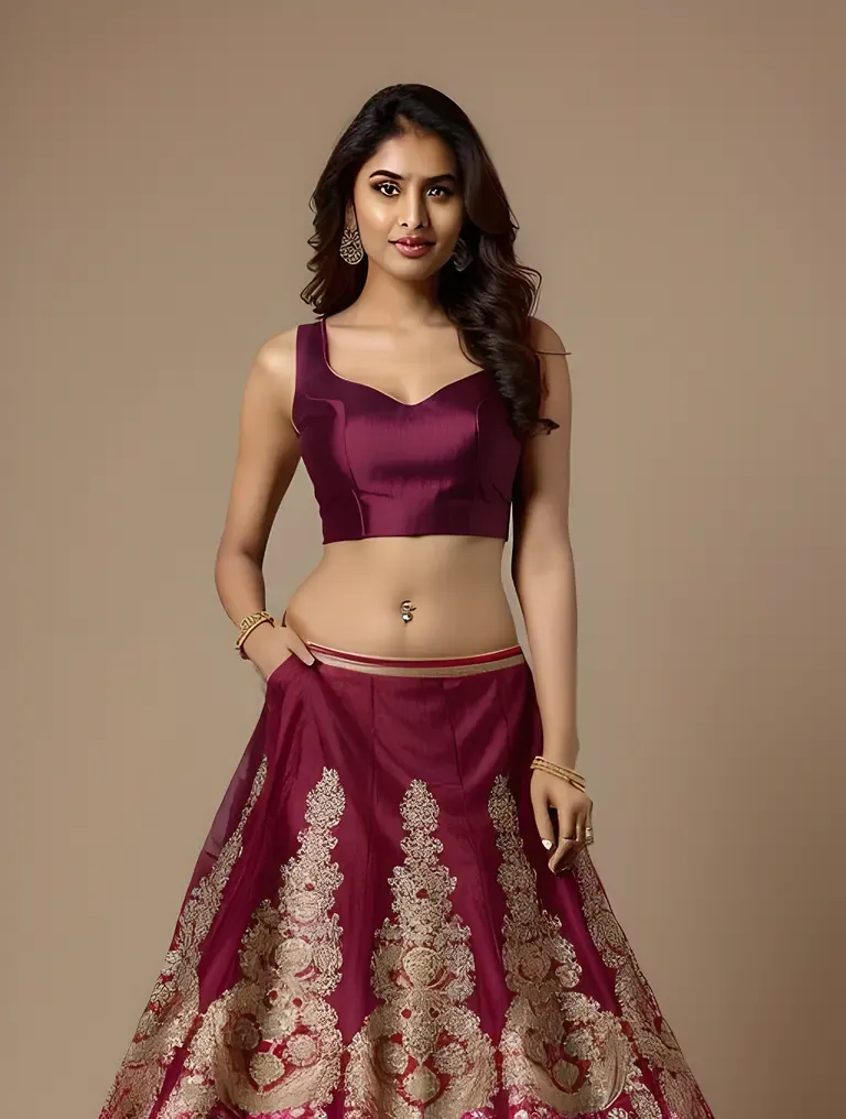 Elegant Lehenga Choli Worn by Indian Girl