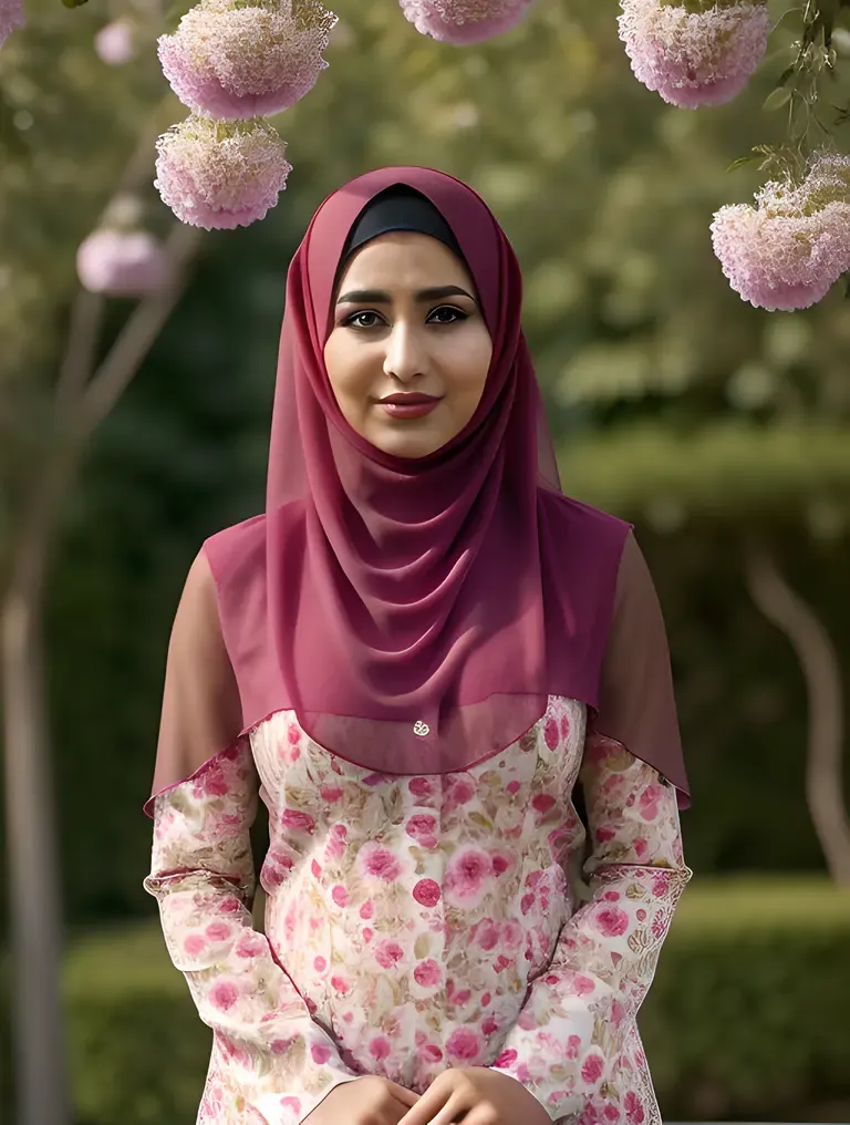 Elegant Muslim Woman in Colorful Burkha Portrait