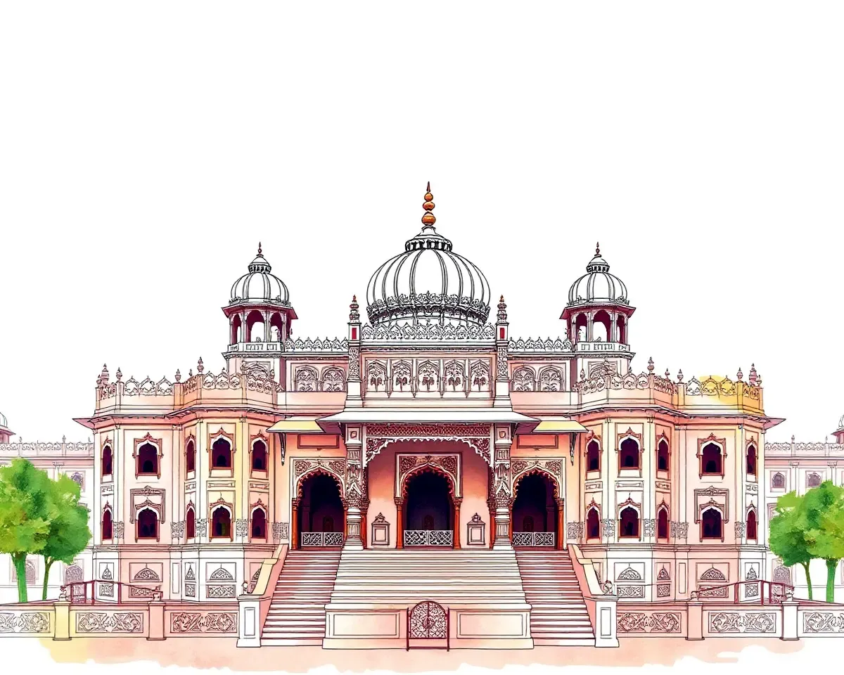 Elegant Watercolor Indian Palace on Bhojnalaya Banner