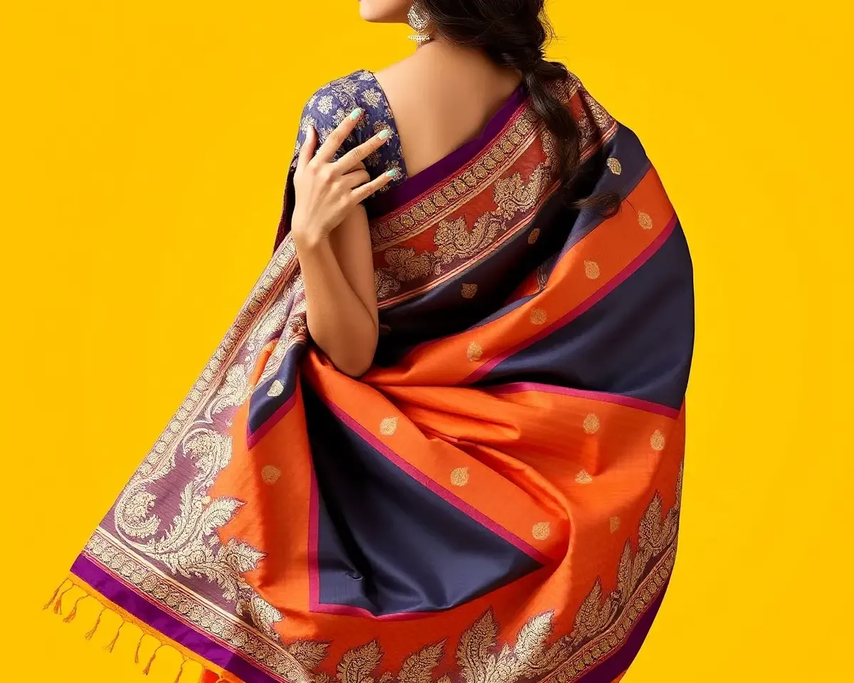 Elegantly Draped Sambalpuri Saree with Intricate Border Designs