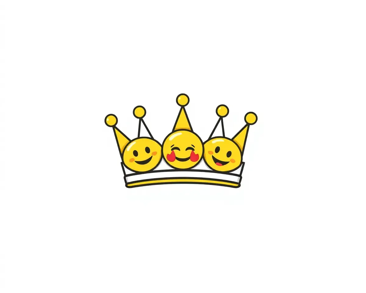 Emoji Crown Made of Various Symbols on White Background