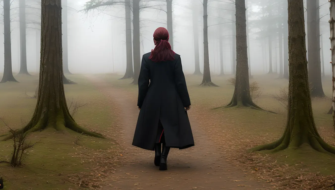 Enigmatic Female Vampire Walks Through Misty Secrets