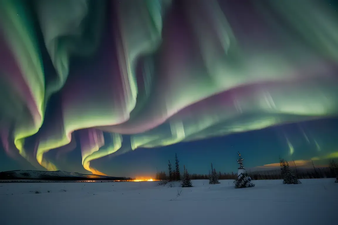 Ethereal Aurora Borealis over yyyy Year Old Night Sky