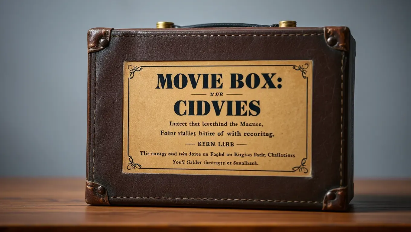 Faded Title on Vintage Movie Box with Worn Leather Exterior