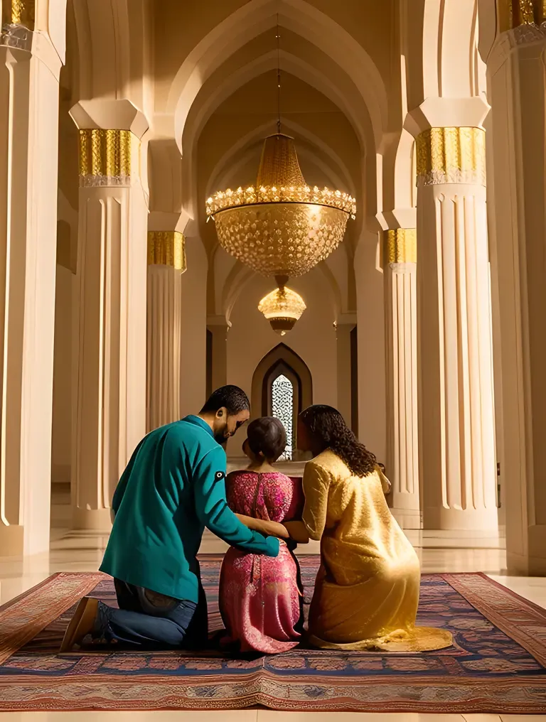 Family Prays Together in Masjid Nabawi