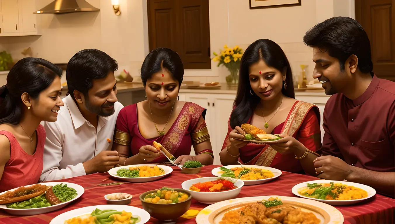 Family Sharing Freshly Fried Murukku Dinner