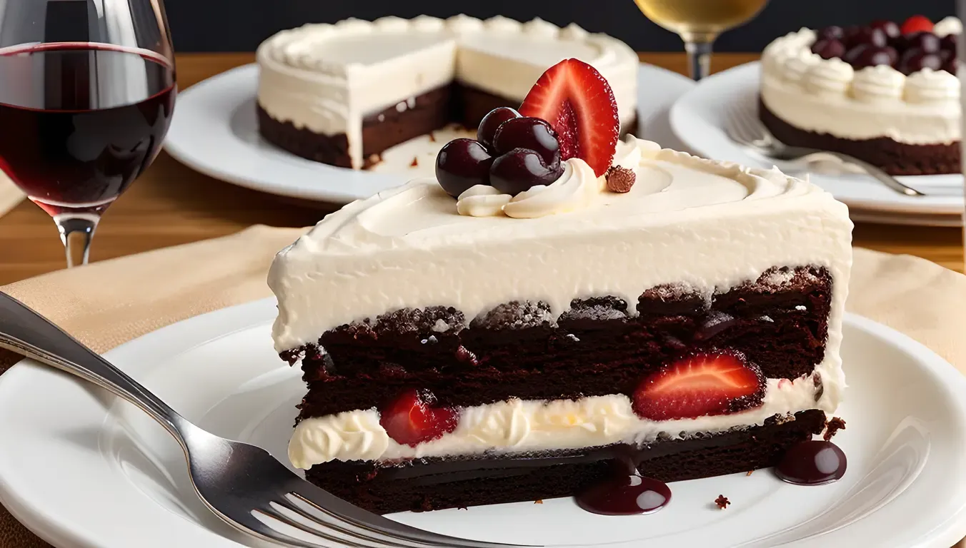 Fancy Dinner Party Black Forest Cake Served