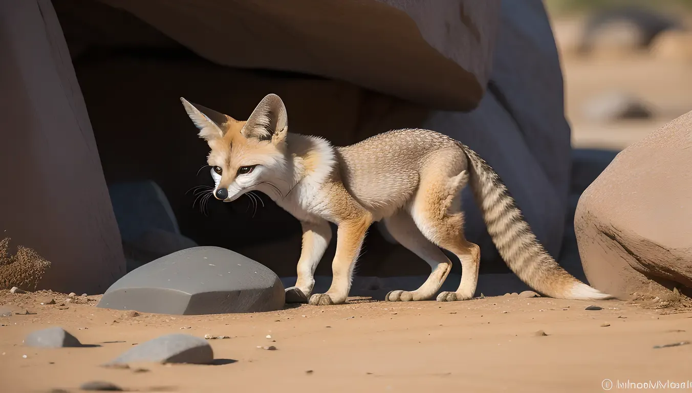 Fennec Fox Exploring Rocky Outcropping with Sharp Claws and Curiosity.