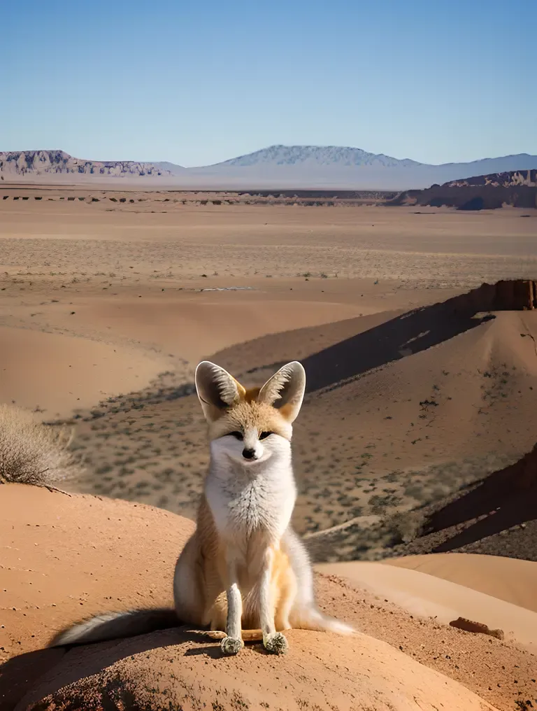 Fennec Fox Gazing Out at Desert Landscape