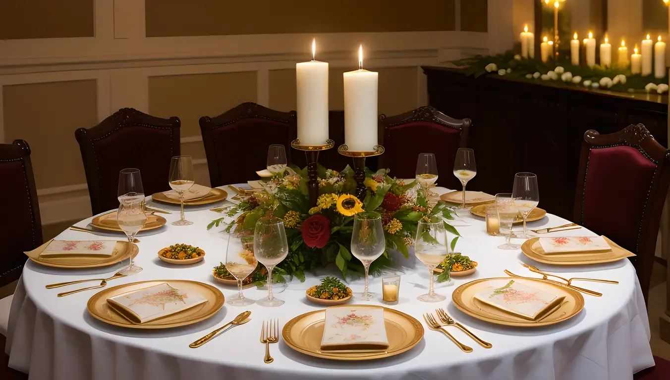 Festive Table Setting with Towering Sheer Khurma Centerpiece