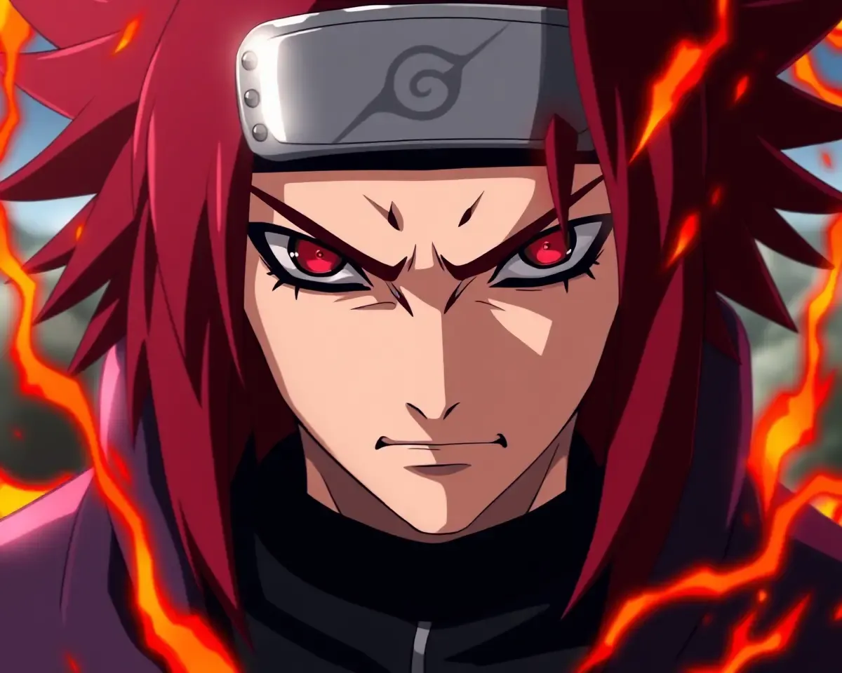Fierce Madara Uchiha Face with Orange Red Chakra Halo