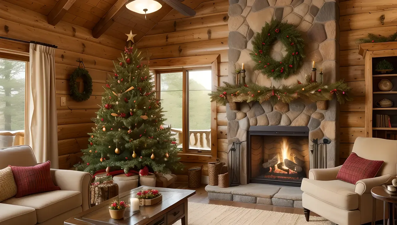 Fir Tree Centerpiece in Rustic Cabin