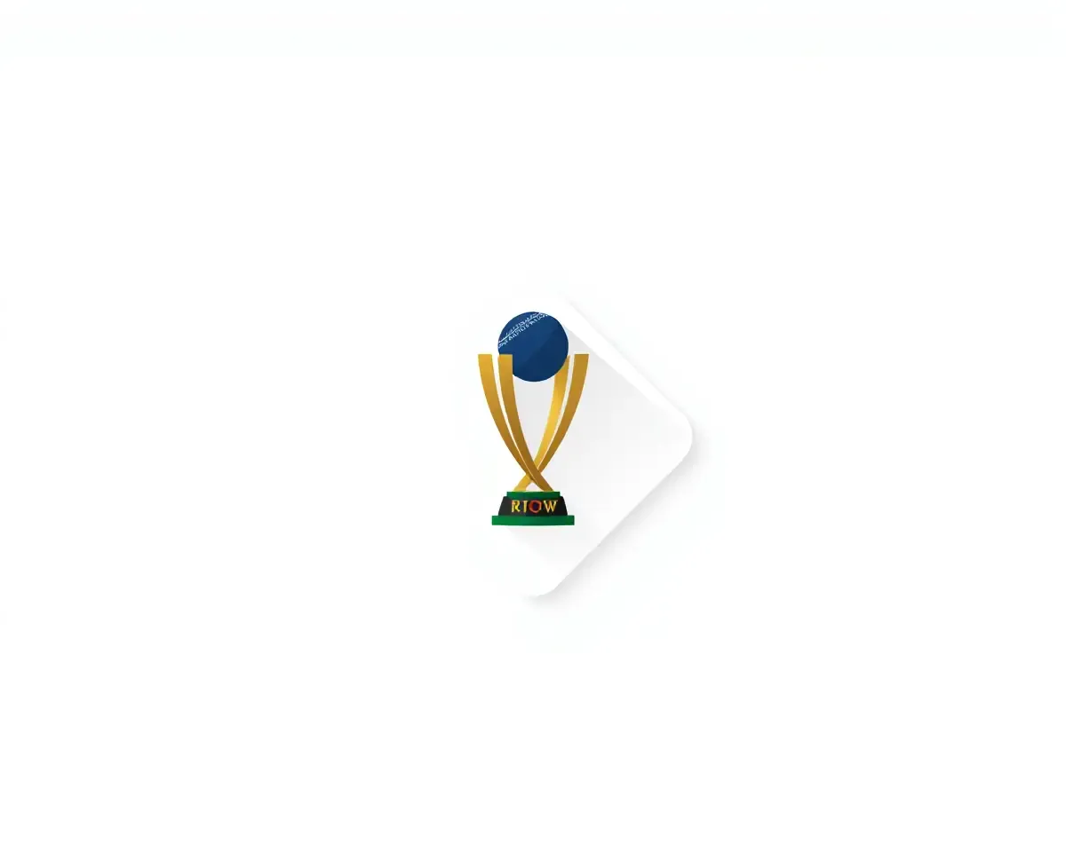 Flat Cricket World Cup Trophy on White Background with Shadow