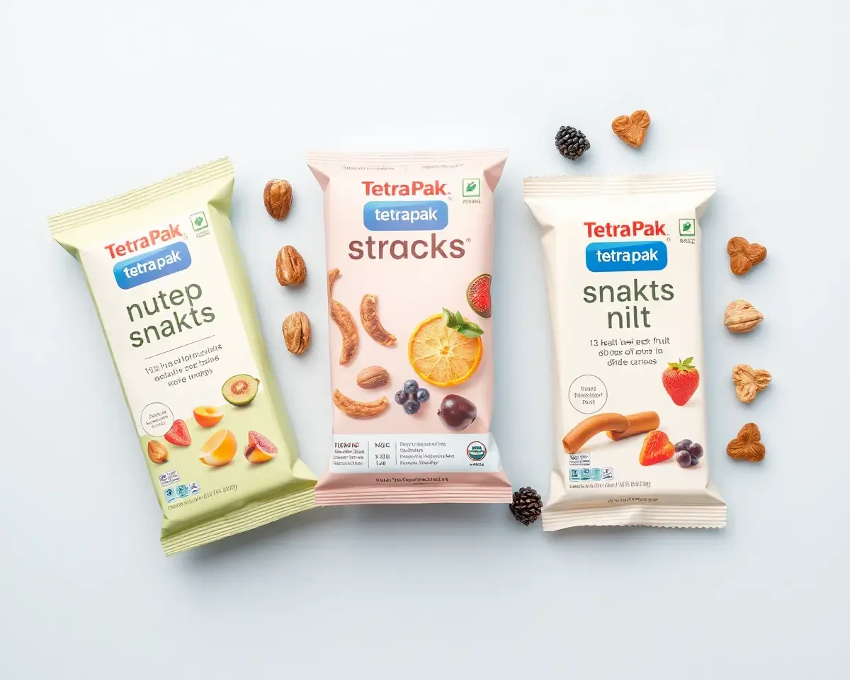 Flat Lay Tetra Pak Packaging for Healthy Snacks