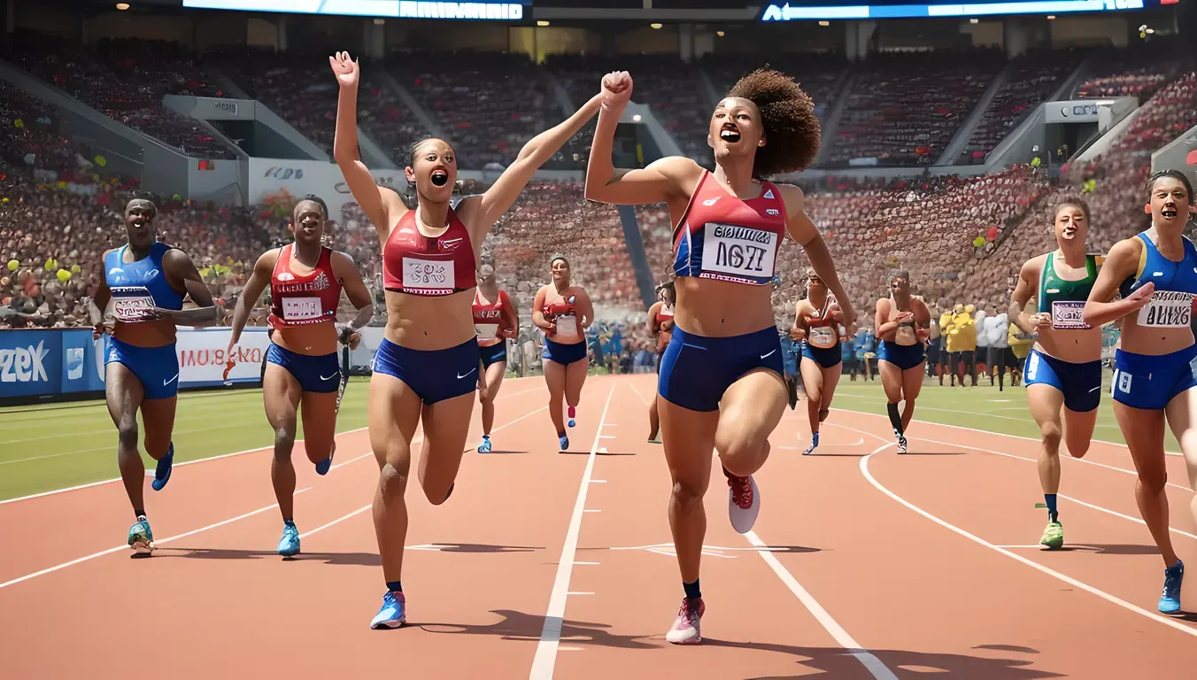 Foursome Athletes Compete with High-Energy Teamwork