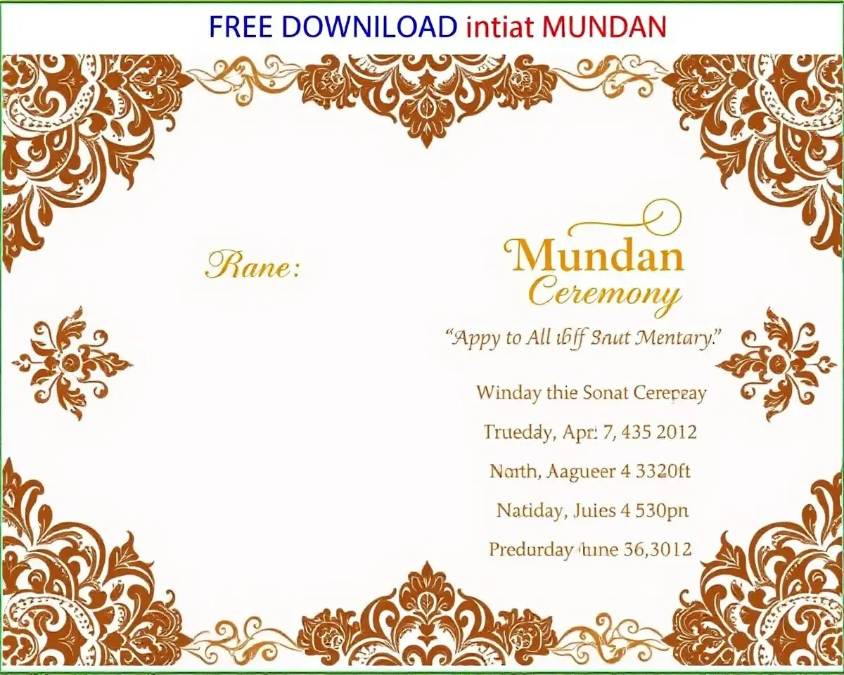 Free Download Henna Pattern Mundan Ceremony Invitation Card